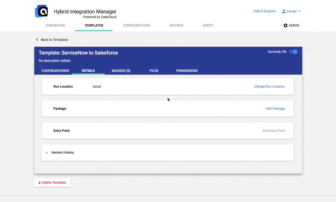 Hybrid Integration Manager Template and Config