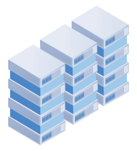 Illustration von drei Datenspeicherzentren. Kommen Sie und lesen Sie, wie man SQL lernt