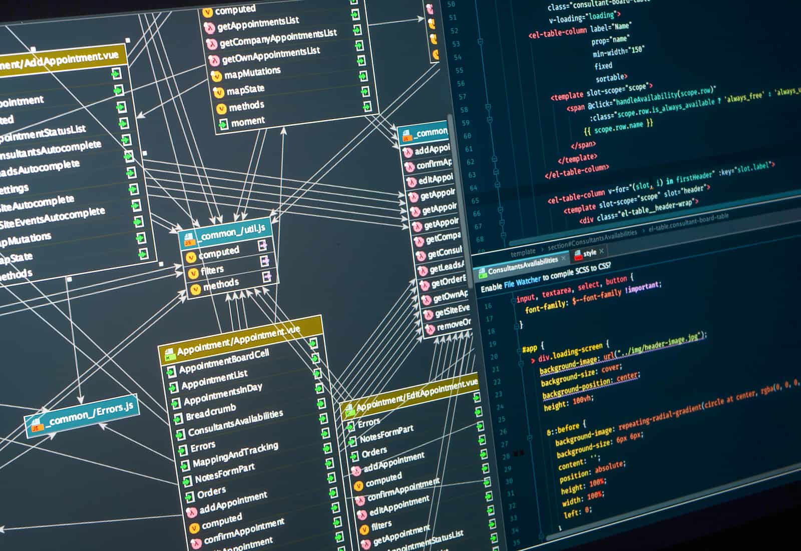 computer screen showing code and sqlite