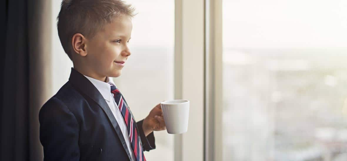 child in a suit thinking about big data