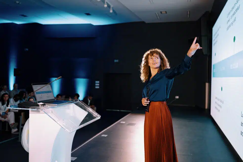 emotionally intelligent leader in front of screen