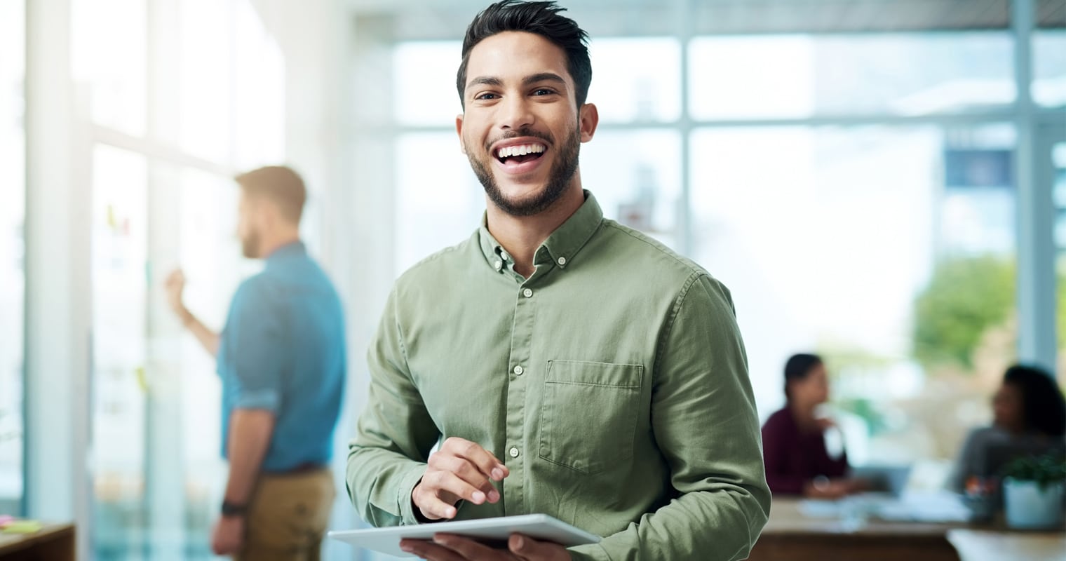 A man holding a tablet and discussing AI models