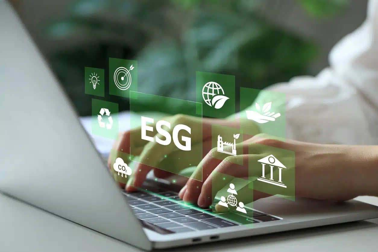 An analyst researching ESG strategies for sustainability