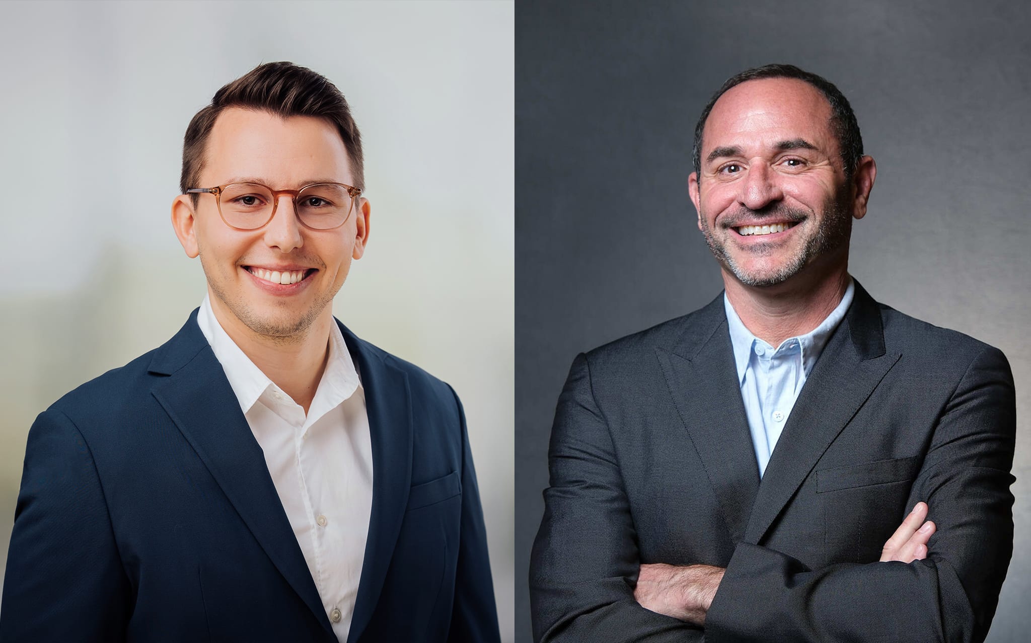 Headshots von Ron Weber und Thomas Schweser, die die Freude an der Mitarbeit bei Actian Life zeigen