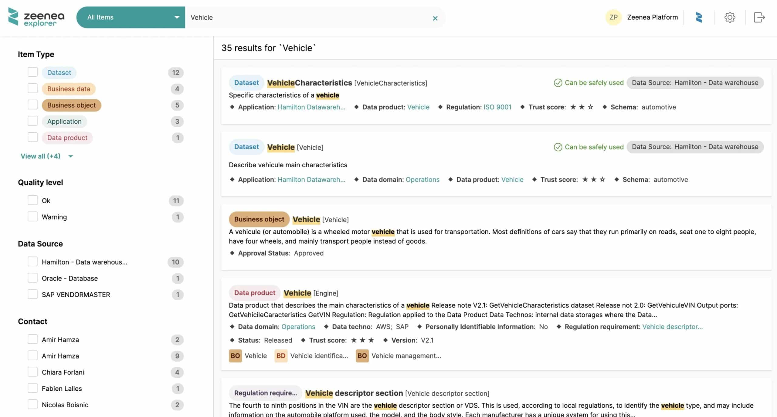 data discovery and classification search on actian explorer