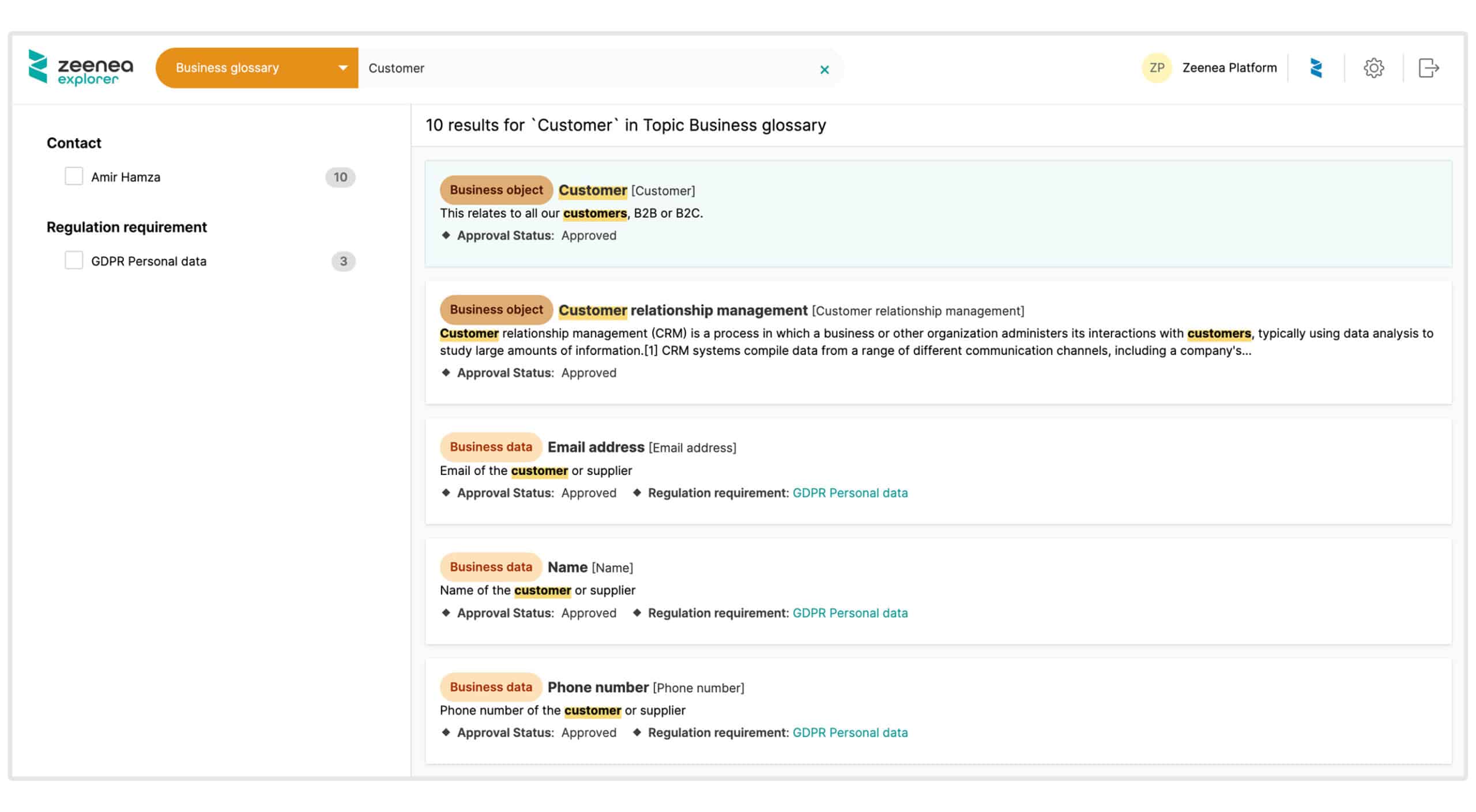 actian explorer business glossary