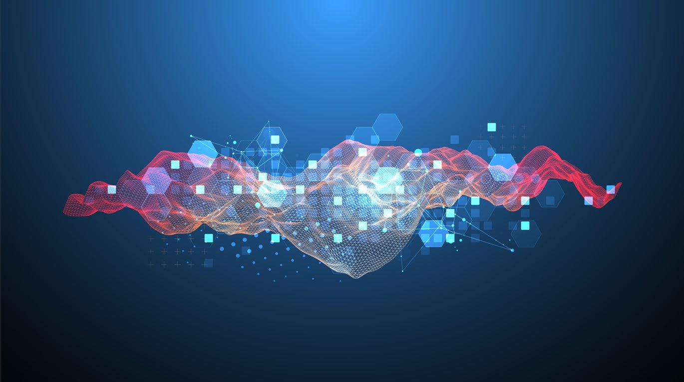 data mesh red and orange grid