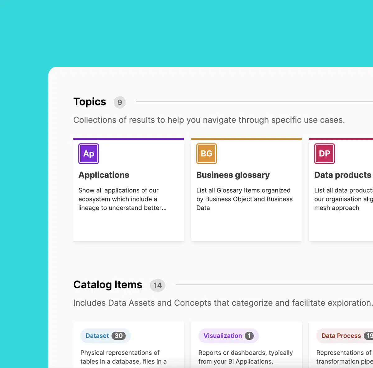 Topics and catalog searches