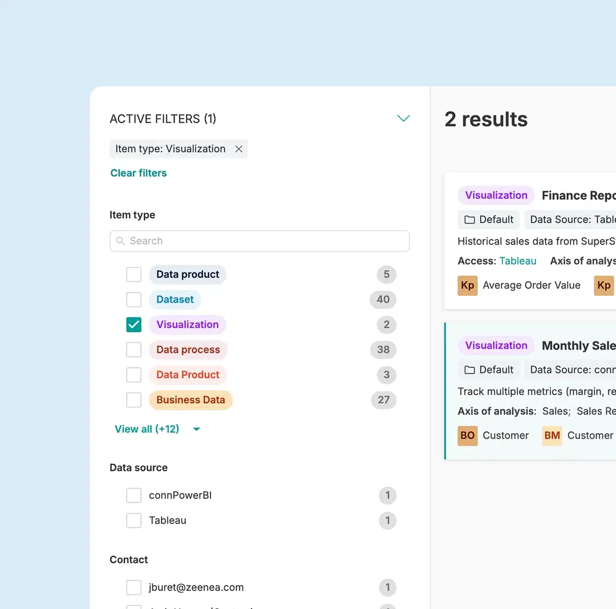 Actian metadata management screenshot