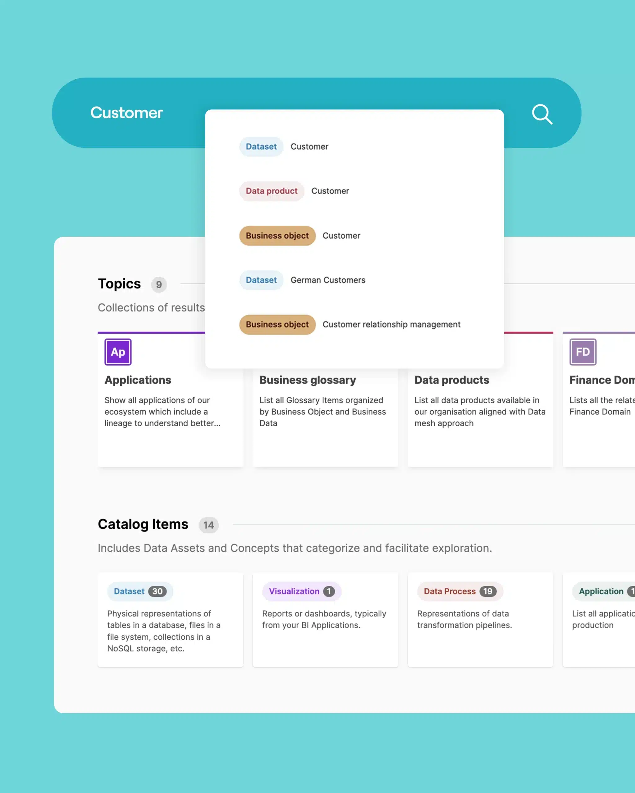 Actian data intelligence platform explorer dashboard elements