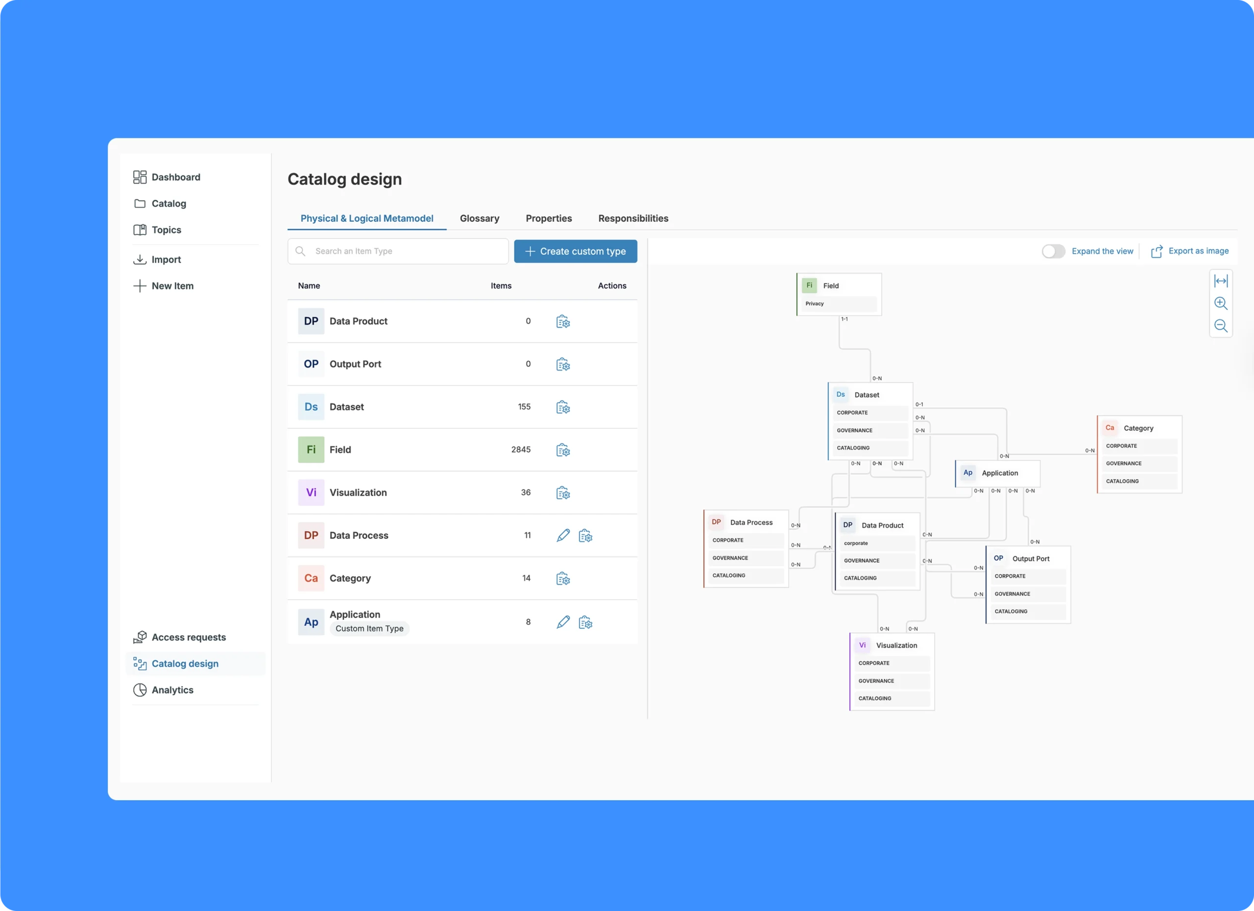 Actian metadata management screenshot
