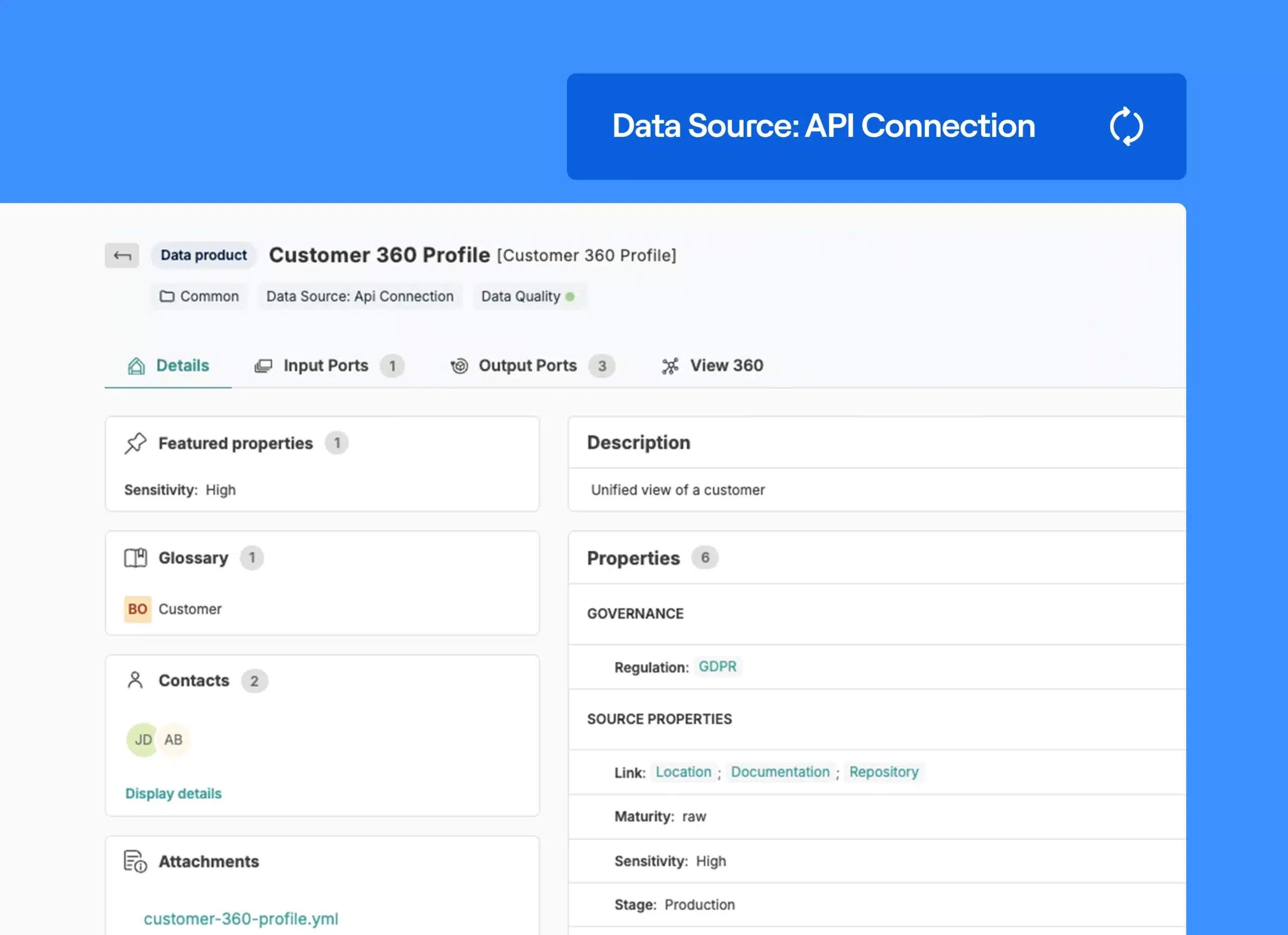 Data Products and Contracts Screenshot