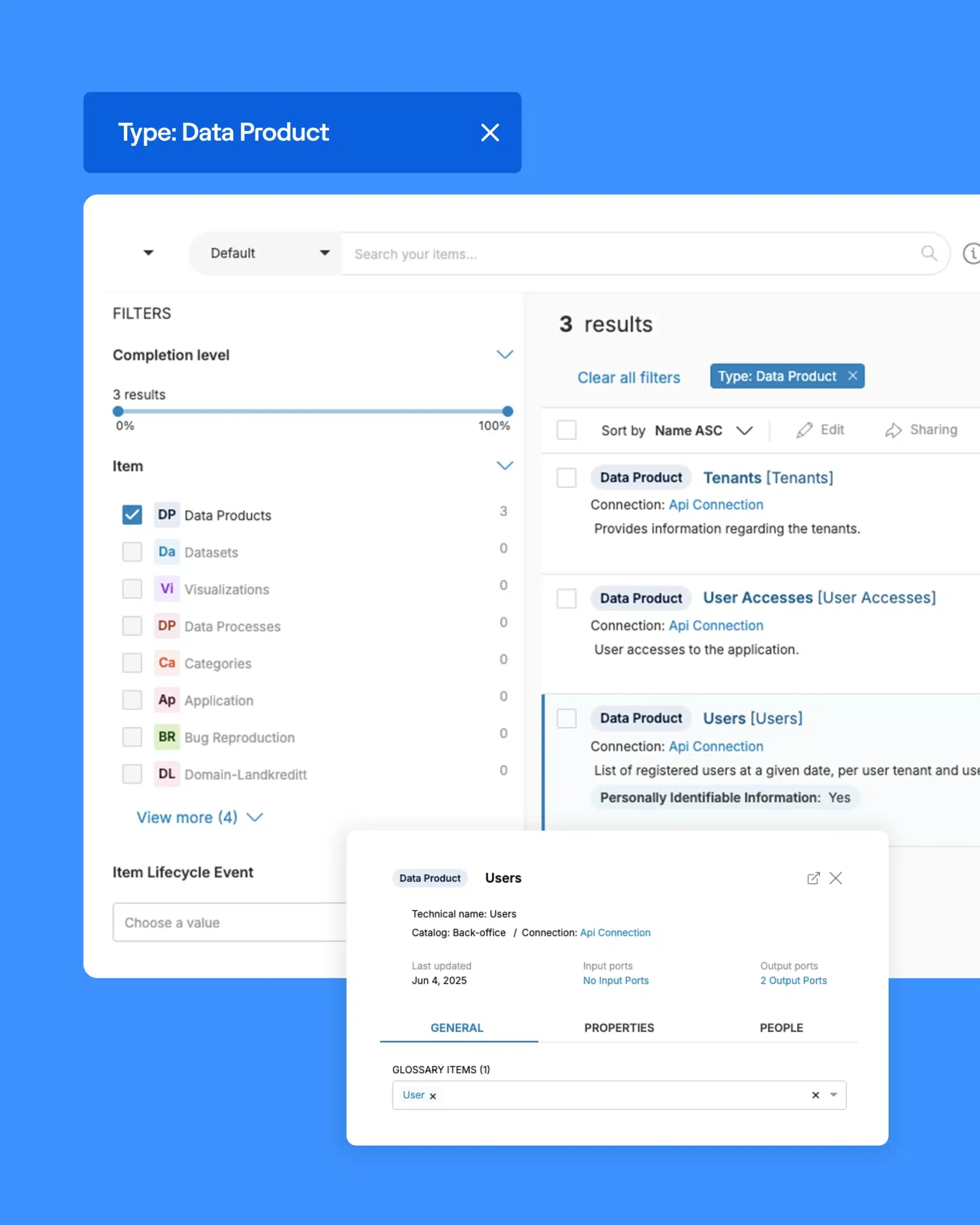Data Products and Contracts Screenshot
