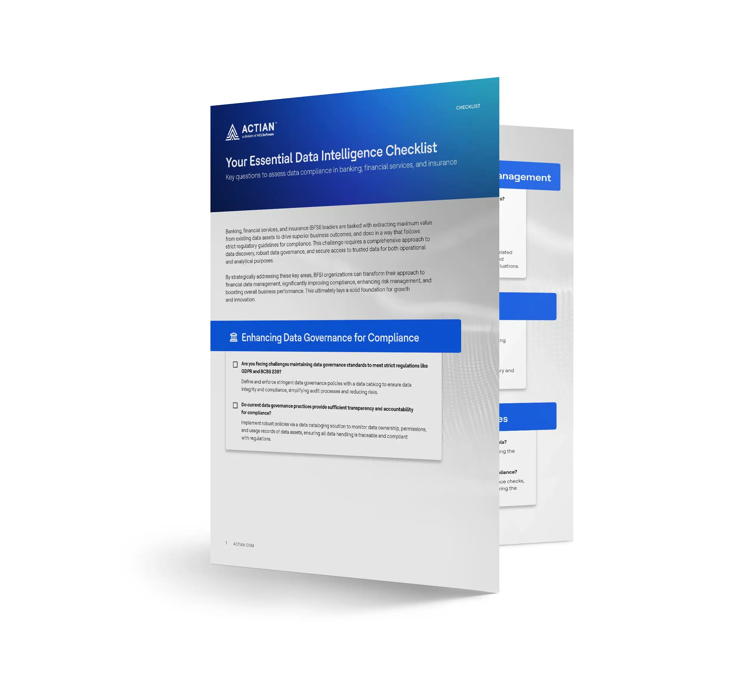 Data Intelligence BFSI checklist