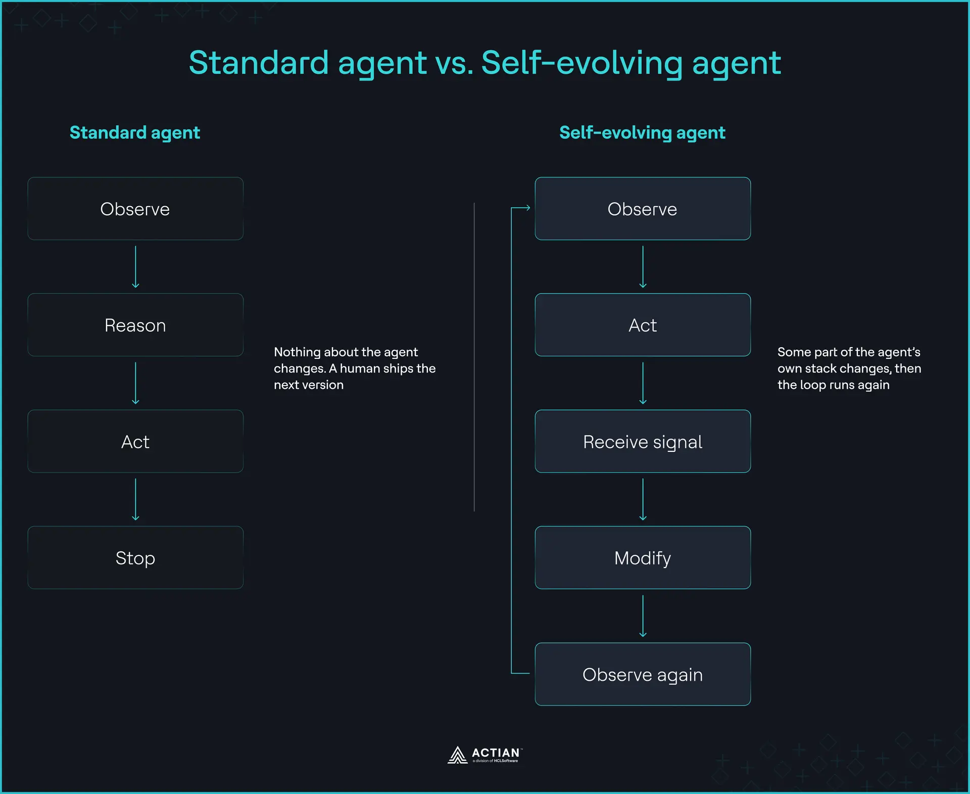 standard agent versus self evolving